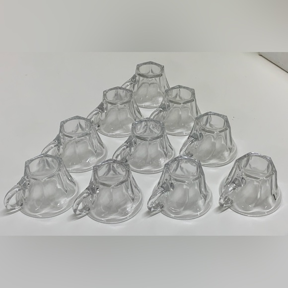 Lot of 10 Great Depression Era Vintage Hexagonal Flat Bottom Glass Punch Cups - Picture 11 of 16